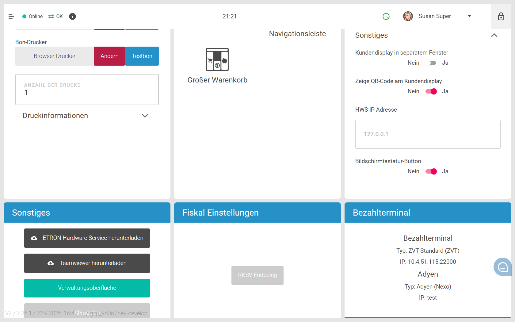 Einstellung: Bildschirmtastatur-Button